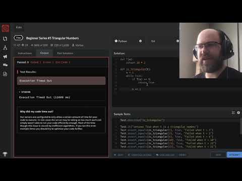 Triangular Numbers Worked Solution Brute Force Codewars Kata Python
