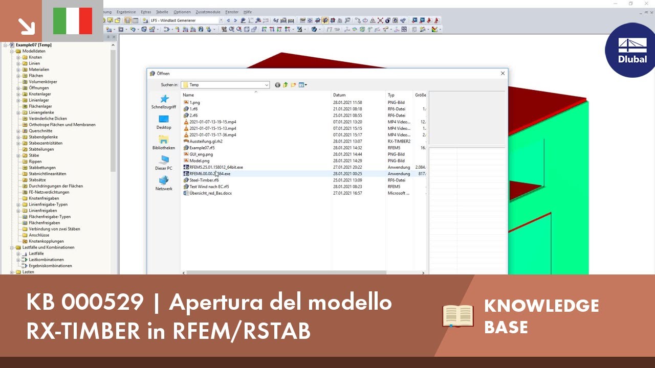 KB 000529 | Apertura del modello RX-TIMBER in RFEM/RSTAB