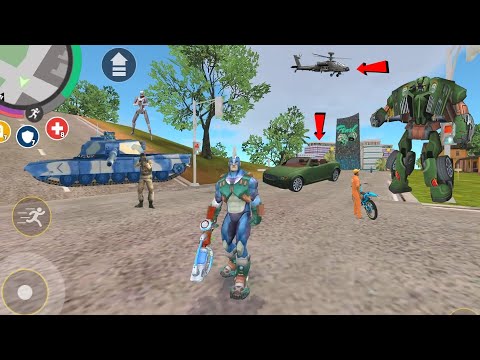 Rope Hero: Vice Town (SNOW GUN FREEZ CAR ROBOTS) Rope Freez Robot in Crossroad - Android Gameplay HD
