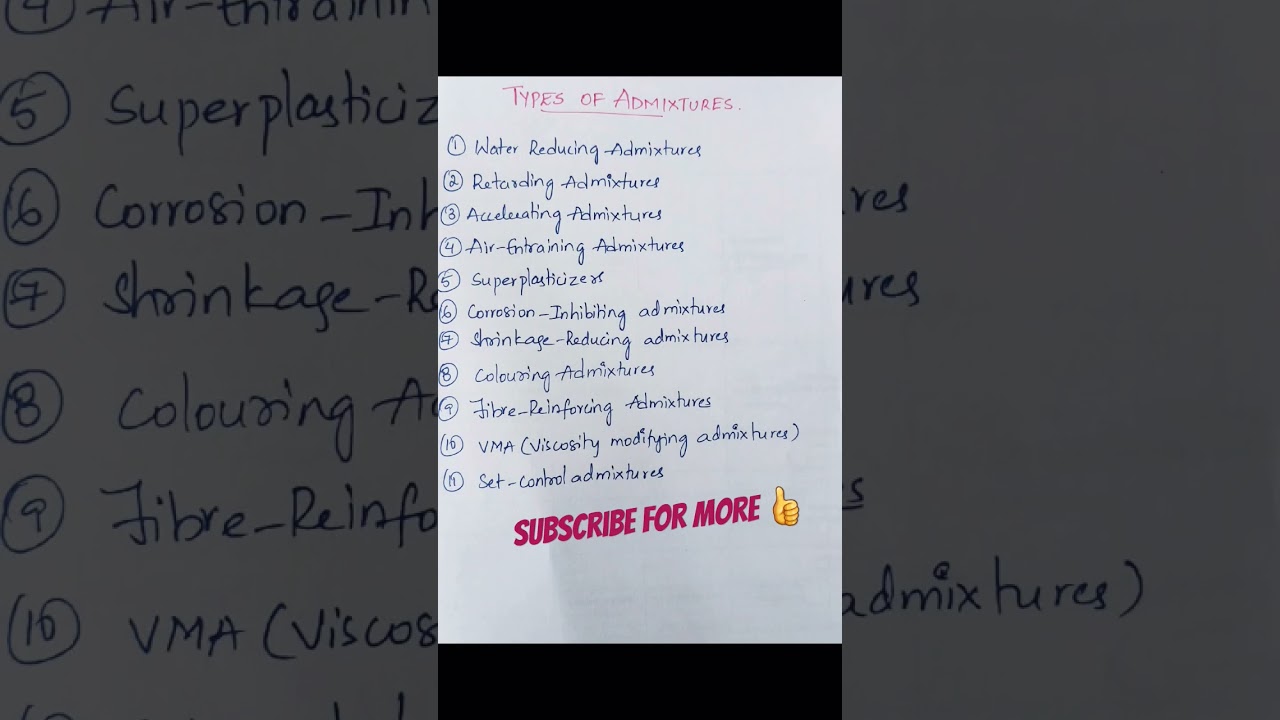 TYPES OF ADMIXTURES  #viral #shorts #trending  #civil #civilengineering #typesofadmixtures