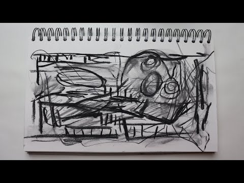 Zeichnen mit Kohle - Charcoal drawing - abstrakte Kohlezeichnung - eine einfache Uebung