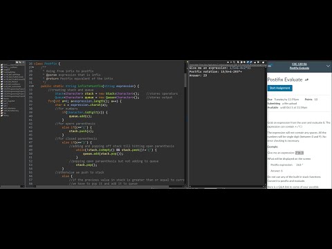Postfix Java Assignment Part 1 Main Class And Setup Data Structures And Algorithm Analysis Lab2