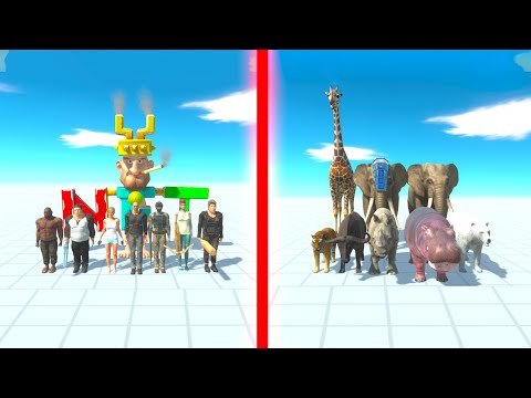MODERN HUMANS Team vs MODERN MAMMALS Team - Animal Revolt Battle Simulator ARBS