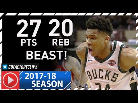 Giannis Antetokounmpo Full Highlights vs Wizards (2018.01.15) - 27 Pts, 20 Reb, 6 Ast, BEAST!