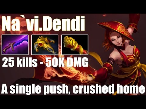 Lina by Dendi | destroyer | A single push, crushed home | Dota 2 gameplay 2017