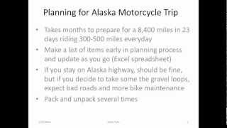 Planning an Alaskan Motorcycle Trip