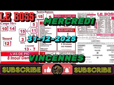 Winning Predictions | The BOSS Quinté | VINCENNES - DECEMBER 31