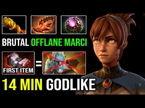 WTF 1st Item Basher Pro Offlane Marci | Brutal 14Min Godlike OP 24Kills Easy Counter Everyone Dota 2