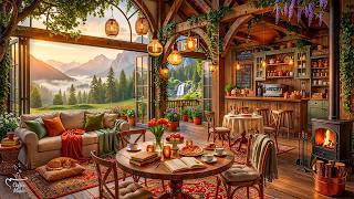 Rleax Instrumental jazz in Cozy Wooden Cabin 🌲~ Soothing Music for Relaxation & Peace Mountain View