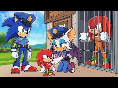 Sonic and the Police : Can They Keep Knuckles Under Control? 🚨 | Funny Sonic Cartoon