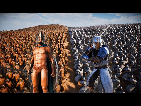 100,000 Heavy Knights vs 100,000 Spartans - Ultimate Epic Battle Simulator 2