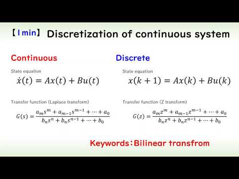 機械システム工学科 (Control engineering) Discretization of continuous time systems (1 minute explanation)