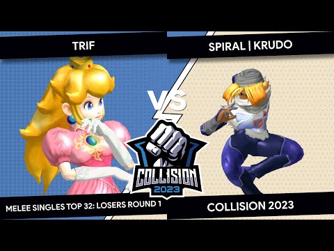 Collision 2023 - Trif (Peach) VS Spiral Krudo (Sheik) - Melee Singles Top 32 - Losers Round 1