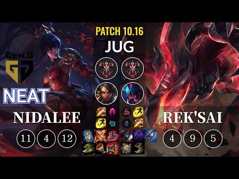 GEN Neat Nidalee vs Rek'Sai Jungle - KR Patch 10.16