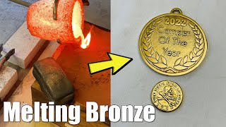 Commissioned Custom Medal Casting & Double Sided Coin - Melting Bronze At Home