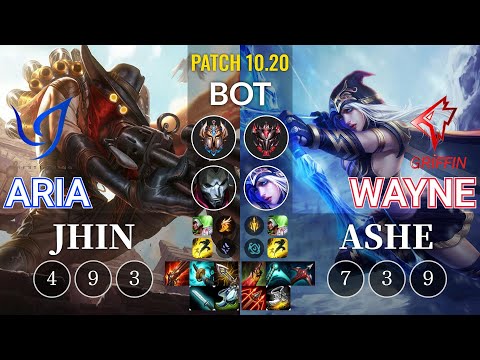 CGA Aria Jhin vs GRF Wayne Ashe Bot - KR Patch 10.20