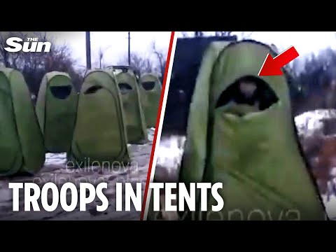 Moment Russian soldiers WALK INSIDE TENTS in desperate attempt to evade Ukrainian drones