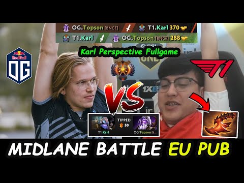 Topson vs Karl - OG T1 MIDLANE Battle EU Server Perspective Fullgame Dota 2 7.30b