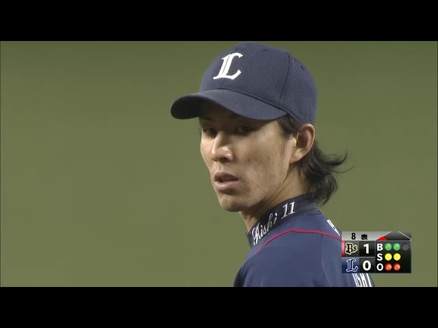 8回表 ライオンズ先発・岸 二死3塁のピンチ脱出!! 味方の反撃を待つ!! 2014/4/18 L-Bs