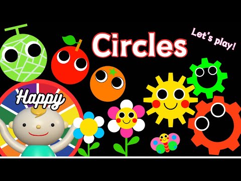 Baby Sensory.【Circles】🍈🍎⚙️High contrast animation with cute sounds. Calm baby. ＃BabySensory