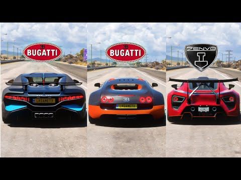 FH5 DRAG RACE - Bugatti Divo Vs Veyron Vs Zenvo Tsr-s