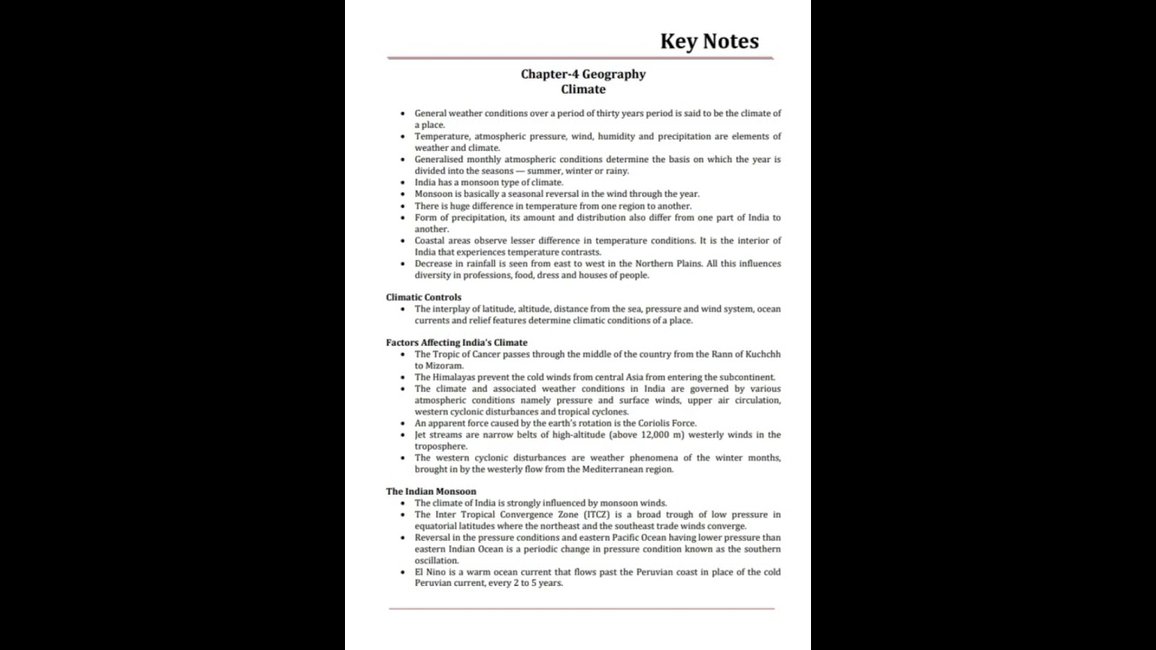 9th class geography chapter 4 - climate | handwritten notes #notes #ncert #9th