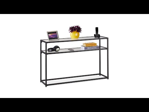 Table de console avec plateau en verre Noir - Verre - Métal - 110 x 70 x 30 cm