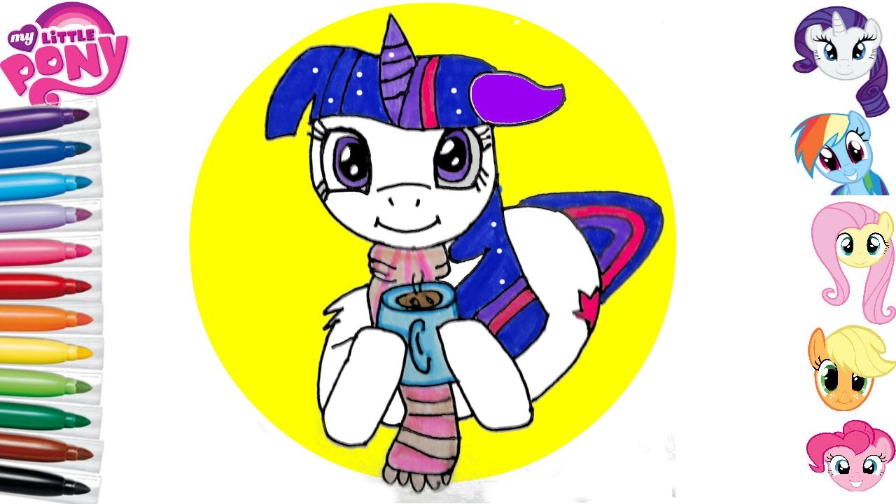 How To Draw My Little Pony Twilight Sparkle. Coloring page for kids. Colored Markers