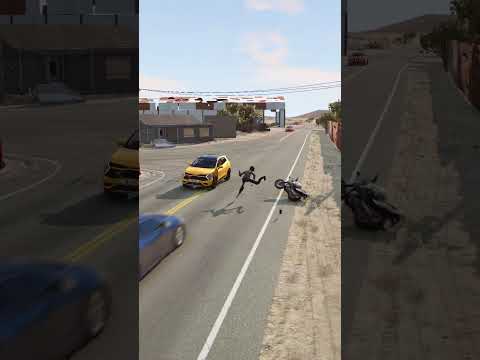 Realistic Highway Car Crashes #376  #shorts #beamngdrive