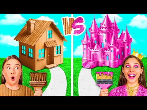 One Colored House Challenge | Rich vs Broke vs Giga Rich by BaRaDa Gold Challenge