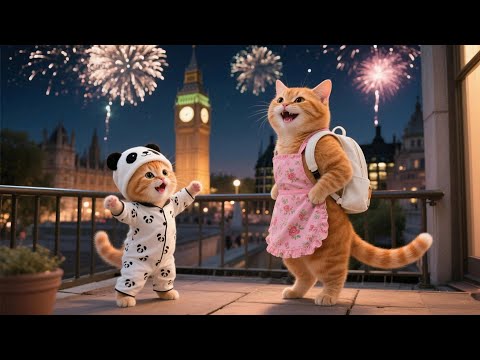 Ginger Enjoys New Year’s Eve Fireworks for the First Time with Mama Cat 🎆🐾🎊 | Funny Cat Videos