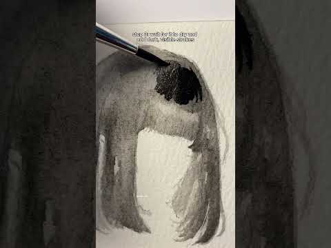 how to draw hair with watercolor in 3 steps #shorts