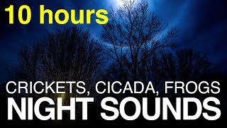 (10 HOURS) Sleep Sounds, Crickets, Frogs, Cicadas at Night --- Dark Black Screen