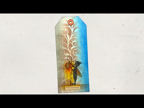 How to brayer with a stencil on a watercolour tag