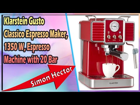 Klarstein Gusto Classico Espresso Maker, 1350 W, Espresso Machine with 20 Bar