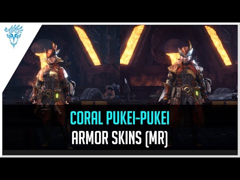 MHW Iceborne - All Coral Pukei-Pukei Armor Skins | Male, Female, MR | Preview