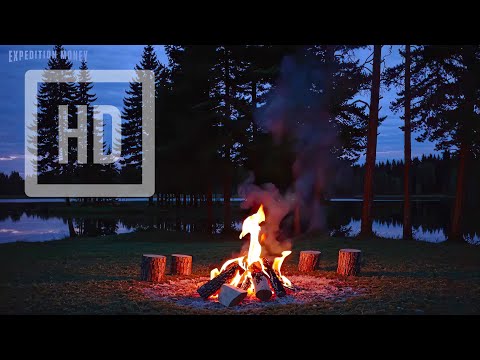 8 HOURS Crackling Fire & Loon Calls 🔥 LAKESIDE CAMPFIRE