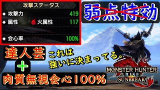 「弱特なし」で会心100％⁉＋達人芸⁉ こんなん強いに決まってるやん、、【MHR:SB】