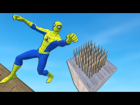Spider Man Meets Spike Traps – Insane Ragdoll Physics & Fails!