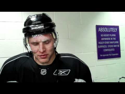 LA Kings Jack Johnson with the media after drills 9-19-11