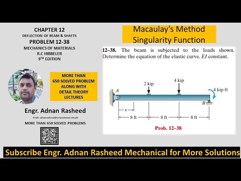 12-38 Deflection of beams and shafts | Macaulay's method | Mech of materials rc Hibbeler