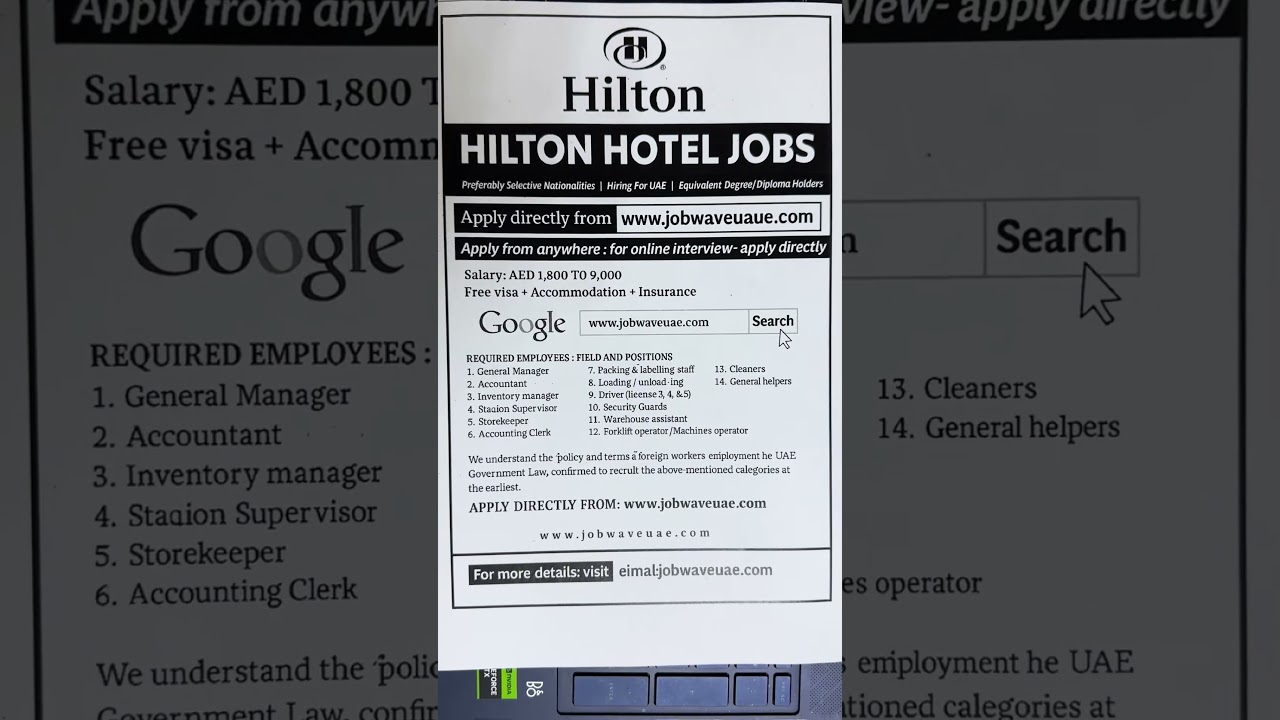 Hilton Hotel Hiring 2025 | UAE 5-Star Hospitality Jobs | Waiters, Housekeeping, Front Desk
