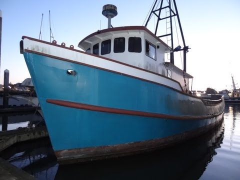 Commercial Fishing Boat Review Ship Vessel Video For Sale 68' HouseBoat Cabin Cruiser Cat Diesel