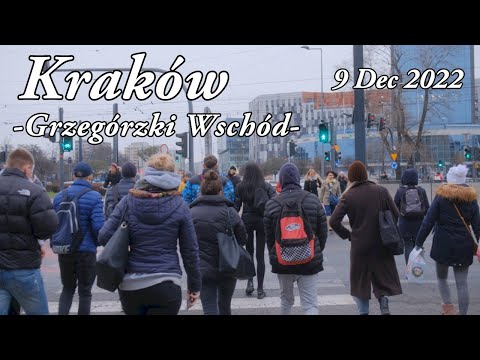 Winter Walk Kraków Grzegórzki Wschód in Poland - December 2022 | Walking Tour