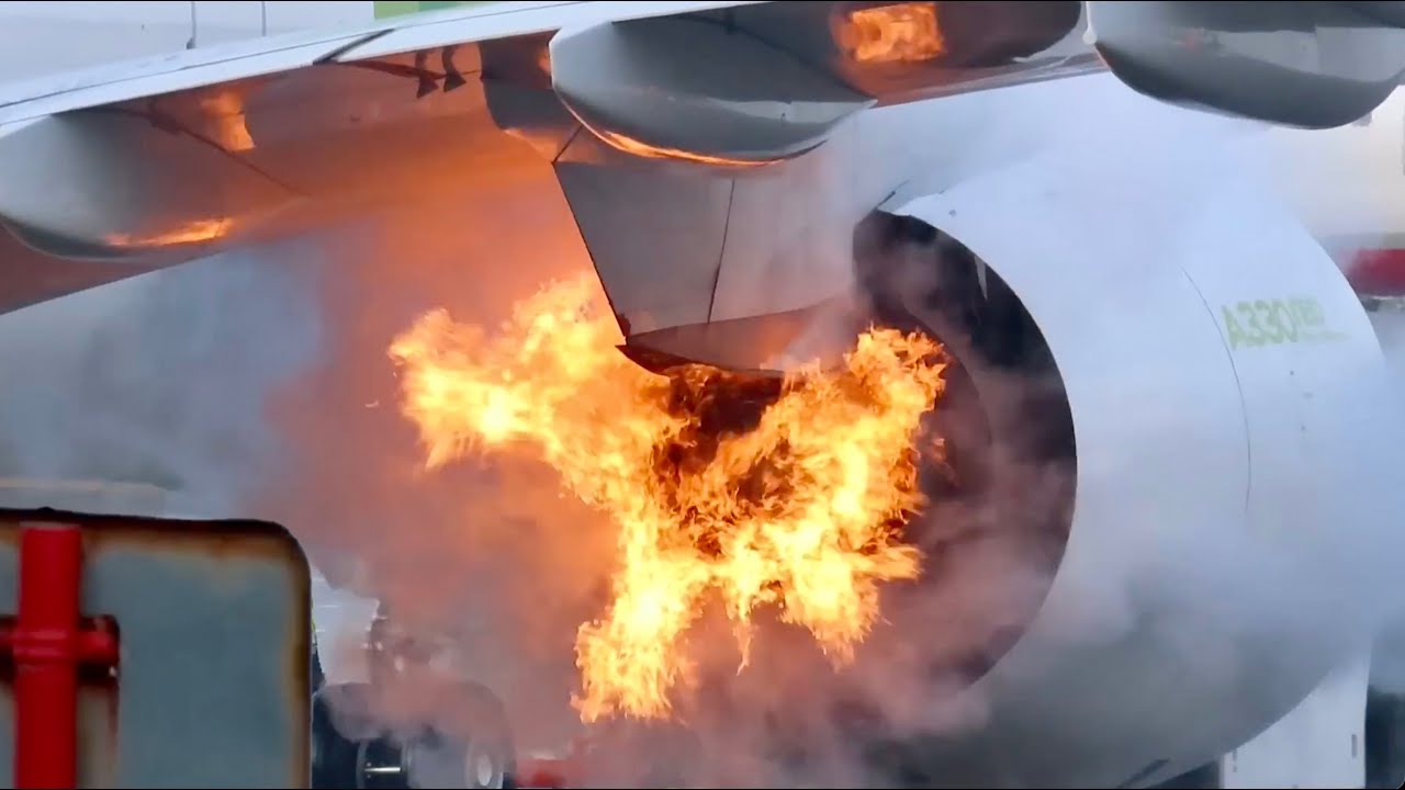 Plane Engine Leaks Fuel
