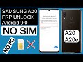 Samsung A20 FRP Bypass/Google Account Remove Android 9.0 Without SIM Card - Without Computer/NO App