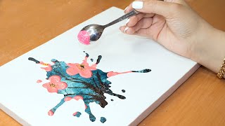 Spoon Painting Technique / Acrylic Painting Tutorials / ASMR video