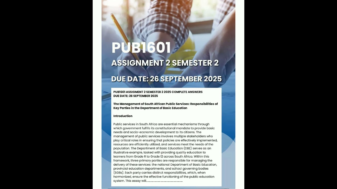 #learnexams PUB1601 ASSIGNMENT 2 SEMESTER 2 2025 MEMO DUE DATE SEPTEMBER 2025