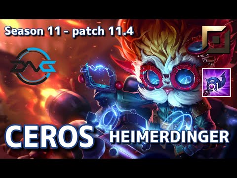 【韓国サーバー/D2】DFM Ceros ハイマーディンガー(Heimerdinger) VS レネクトン(Renekton) TOP - Patch11.4 KR Ranked【LoL】