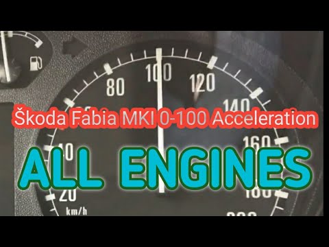 Škoda Fabia 1.0MPi 1.2HTP 1.4MPi 2.0MPi 1.4TDI 1.9SDI 1.9TDI 1.9TDI RS - 0-100 Acceleration